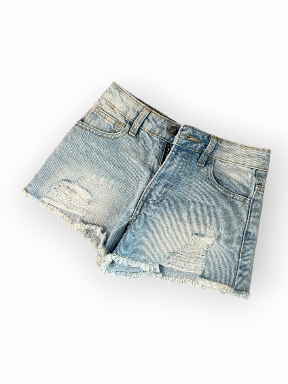 Hello Franki Light Wash Distressed Denim Shorts